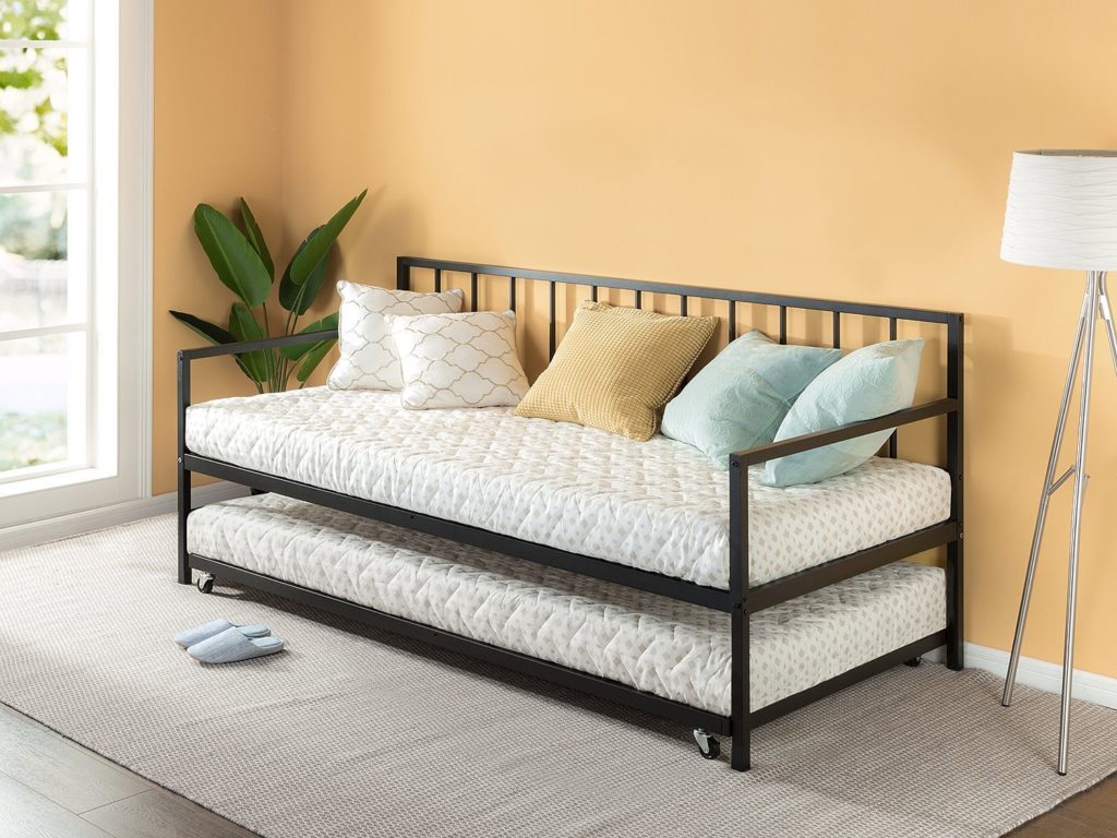 Zinus Newport Twin Daybed and Trundle Set / Premium Steel Slat Support / Daybed and Roll Out Trundle Accommodate Twin Size Mattresses